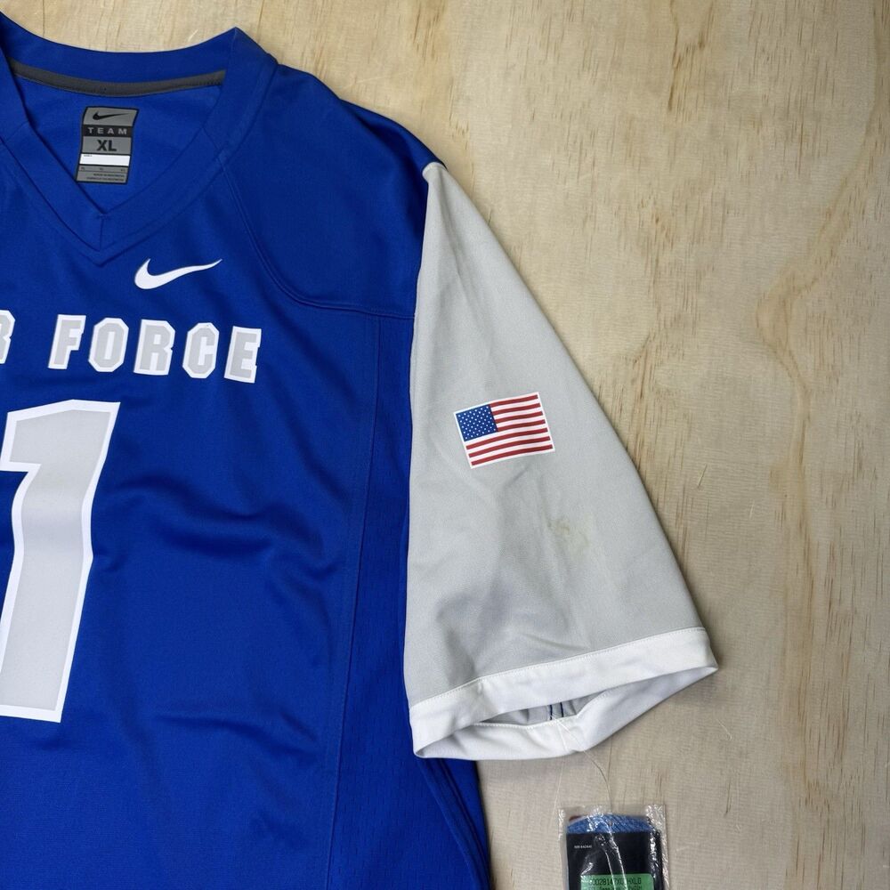 NEW XL Air Force Falcons Nike #1 Football Game Jersey PRINTED Blue Gray - Picture 2 of 12